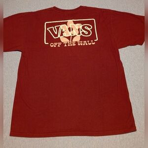 Vans Maroon Flower Logo Shirt Size Unisex Large